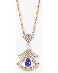 BVLGARI - Divas' Dream 18ct Rose-gold, 0.46ct Brilliant-cut Diamond And Tanzanite Pendant Necklace - Lyst