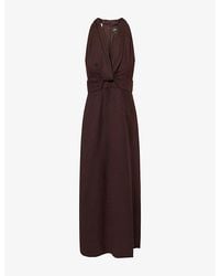 ME+EM - Twist-Front V-Neck Linen-Blend Maxi Dress - Lyst