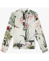 Ted Baker - Jaynia Floral-print Long-sleeve Woven Blouse - Lyst