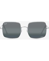Ray-Ban - Rb1971 Square-frame Polarised Metal Sunglasses - Lyst