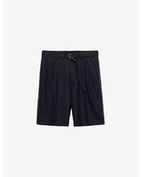 Prada - Belted Wool And Silk Bermuda Shorts - Lyst