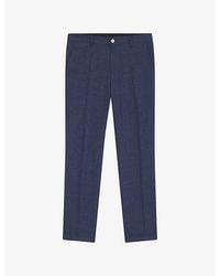 BOSS - Slim-Fit Mid-Rise Linen-Blend Trousers - Lyst