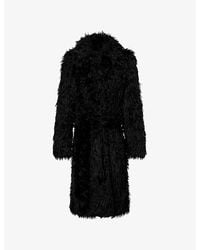 Acne Studios - Classic-Collar Belted Faux-Fur Coat - Lyst
