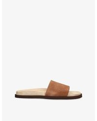 Brunello Cucinelli - Wide-Strap Suede Sliders - Lyst