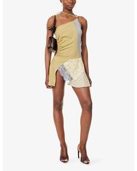 Jaded London Asymmetric Eyelet-Embellishment Stretch-Woven Blend Mini Dress  in Gray | Lyst