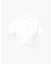 Rabanne - Haut Short-Sleeve Cotton T-Shirt - Lyst