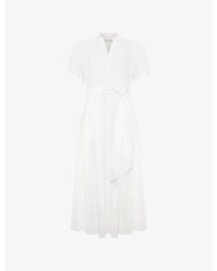 Phase Eight - Aletta Belted-Waist Cotton Midi Dress - Lyst