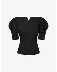 D'Estree - Janet Puff-Sleeve Cotton Top - Lyst