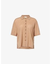 ME+EM - Classic-Collar Short-Sleeve Cashmere Top - Lyst