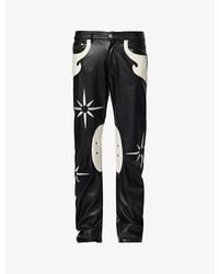 Kusikohc - Flower Rider Contrast-panel Tapered-leg Faux-leather Trousers - Lyst
