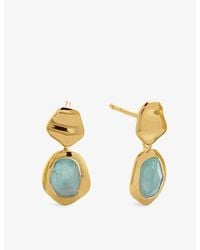 Monica Vinader - Mv Odyssey Gemstone 18Ct Vermeil-Plated Sterling Small Drop Earrings - Lyst