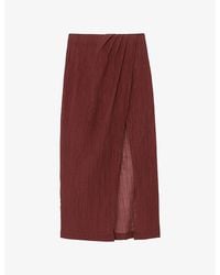 Reiss - Rosa Wrap-Front Cotton-Blend Maxi Skirt - Lyst