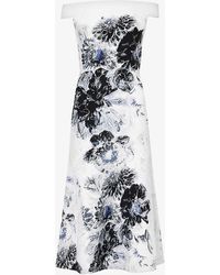 Alexander McQueen - Graphic-pattern Flared-hem Knitted Midi Dress X - Lyst