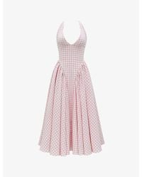 House Of Cb - Marilyn Gingham Stretch-Woven Midi Dress - Lyst