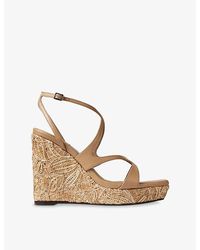 Jimmy Choo - Ayla 110 Leather Wedge Sandals - Lyst