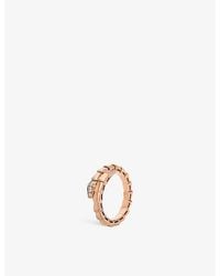 BVLGARI - Serpenti Viper 18Ct Rose- And 0.14Ct Brilliant-Cut Diamond Ring - Lyst