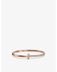 Tiffany & Co. - T1 Narrow 18Ct Rose And Diamond Bracelet - Lyst