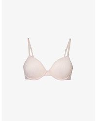 Calvin Klein - Half-cup Underwired Recycled Nylon-blend Lace Bra - Lyst