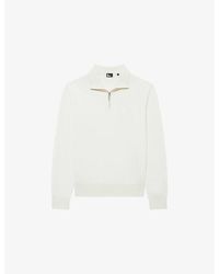 The Kooples - Half-Zip Brand-Embroidered Wool-Blend Sweatshirt - Lyst