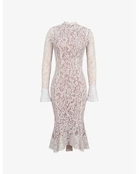 House Of Cb - Sophia Fitted Lace Cotton-Blend Midi Dress - Lyst
