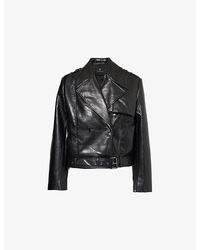 Anine Bing - Simone Double-Breasted Belted Leather-Blend Jacket - Lyst