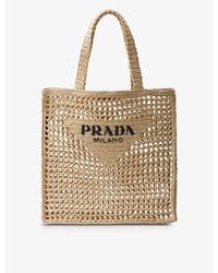Prada - Logo-Embroidered Crochet Tote Bag - Lyst