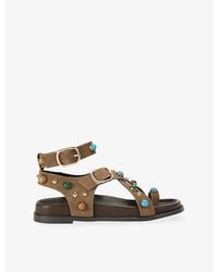 Steve Madden - Linear Flat Suede Sandals - Lyst