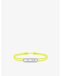 Messika - Care(S) Pavé 18Ct Rose And 0.26Ct Diamond Cord Bracelet - Lyst