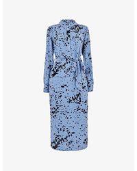 Whistles - Imrie Spot-print Long-sleeve Woven Midi Dress - Lyst