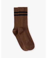 Whistles - Striped Ribbed Cotton-Blend Socks - Lyst