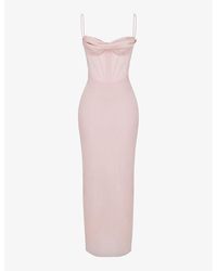 House Of Cb - Charmaine Corset Satin Maxi Dress - Lyst
