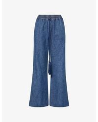 Valentino - Drawstring Wide-Leg Denim Trousers - Lyst