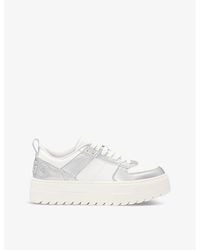 HUGO - Branded Metallic-Panel Faux-Leather Low-Top Trainers - Lyst