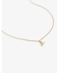 Monica Vinader V Letter-charm Recycled 18ct Yellow -plated Vermeil Sterling-silver Pendant Necklace - Natural