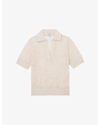 Reiss - Finty Open-Collar Knitted Top - Lyst