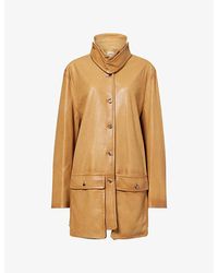 KHAITE - Harmon Midi Leather Coat - Lyst