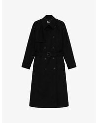 The Kooples - Padded-Shoulder Double-Breasted Cotton Trench Coat - Lyst