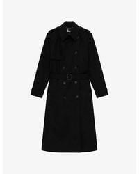 The Kooples - Padded-Shoulder Double-Breasted Cotton Trench Coat - Lyst