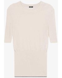 JOSEPH - Three-quarter-length-sleeved Round-neck Cotton And Silk Top - Lyst