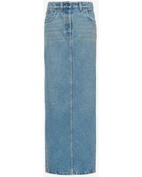 Prada - Brand-plaque Low-rise Organic-cotton Denim Maxi Skirt - Lyst
