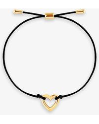 Astrid & Miyu - Heart 18ct Yellow Gold-plated Sterling-silver And Cord Bracelet - Lyst