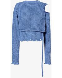 OTTOLINGER - Distressed Wrap-around Recycled Cotton And Polyester-blend Knitted Jumper X - Lyst
