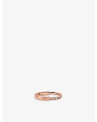 Tiffany & Co. - Tiffany Lock 18ct Rose-gold And 0.17ct Round-brilliant Diamond Ring - Lyst