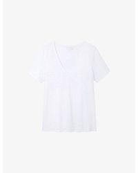 The White Company - The Perfect V-Neck Cotton-Jersey T-Shirt - Lyst