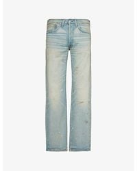 RRL - Distressed Straight-leg Jeans - Lyst