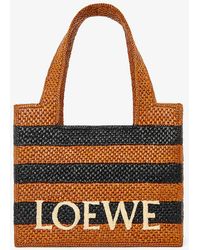 Loewe - X Paula's Ibiza Medium Striped Raffia Logo Tote Bag - Lyst