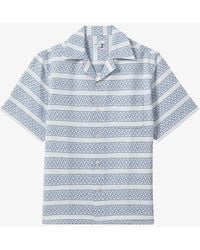 Reiss - Kesh Herringbone-texture Short-sleeve Cotton Shirt X - Lyst