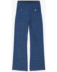 Sandro - Sequin-embellished Flared-leg Mid-rise Stretch-knit Trousers - Lyst
