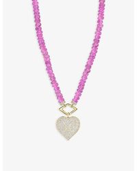 Sydney Evan - Heart Charm 14ct Yellow-gold Pink Sapphire And 0.59ct Diamond Pendant Necklace - Lyst