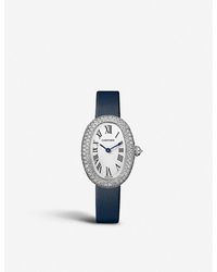 Cartier - Crwjba0023 Baignoire 18ct White-gold, Diamond And Leather Watch - Lyst